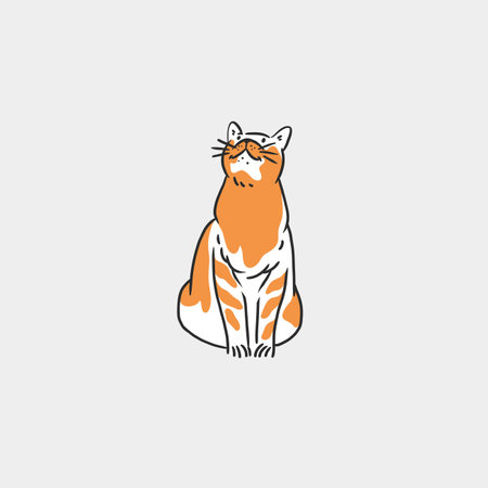 Hand drawn vector abstract graphic line art collection with adorable cute funny cartoon cat character.Vector illustration of funny cartoon pretty cat in trendy flat style. Line art cat icon design.のイラスト素材