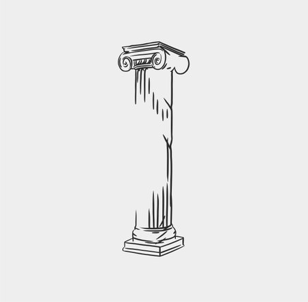 Hand drawn vector abstract outline,graphic,line art greek ancient sculpture old column line modern drawing.Antique classic statues in trendy bohemian style,outline design concept.Antique statue logo.のイラスト素材