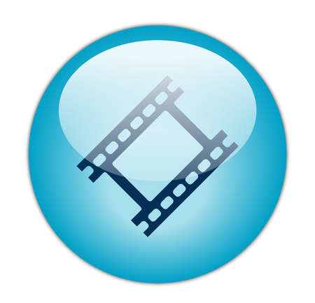 Glassy Aqua Blue Film Strip Icon Buttonの写真素材