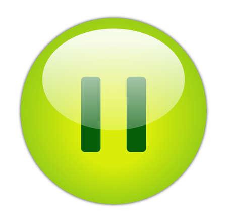 Glassy Green Pause Icon Buttonの写真素材