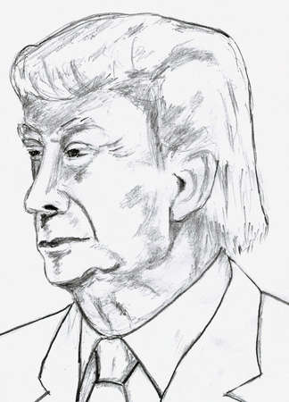 Donald Trump Pencil Sketchのeditorial素材