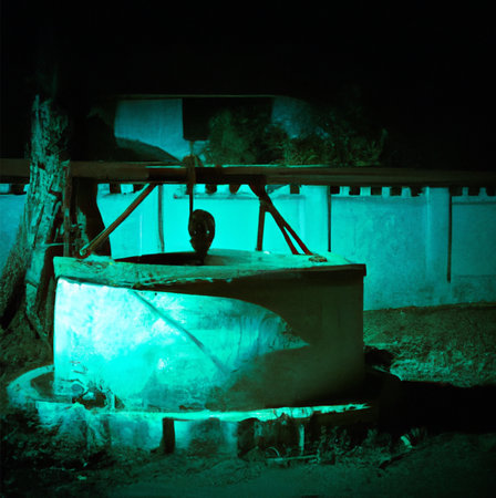 Old well in the dark, close-up. Toned.  horror scary sceneの素材