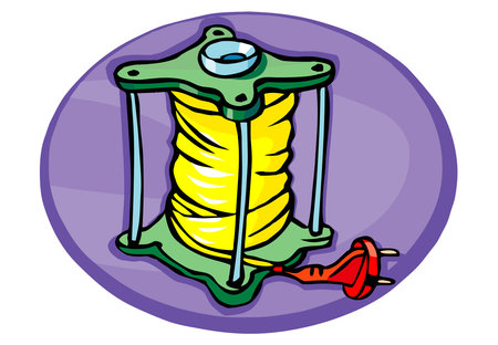 vector illustration of a cord electrical wire spool in cartoon styleのイラスト素材