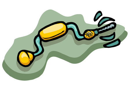 An abstract vector illustration shows a Vintage hand drill tool in cartoon styleのイラスト素材