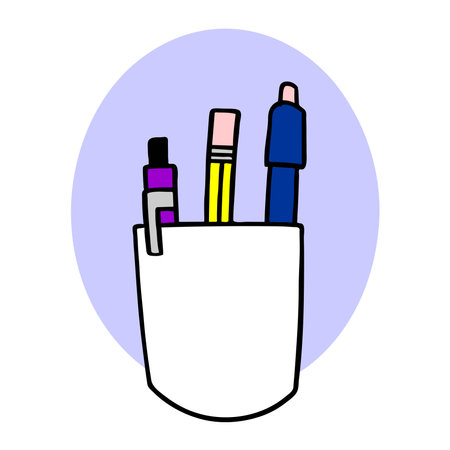 An abstract vector illustration shows a pens of architect in pocket protector in cartoon styleのイラスト素材