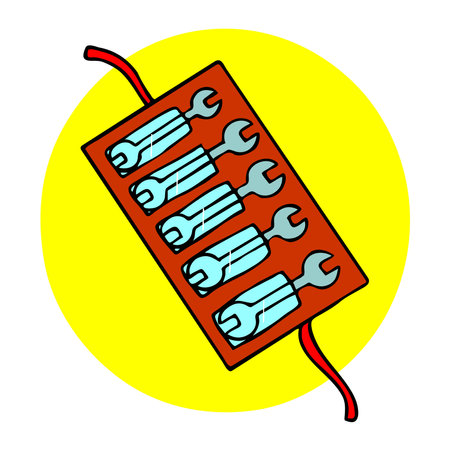 An abstract vector illustration shows a package of flex head ratcheting wrench set to repair a car in cartoon styleのイラスト素材