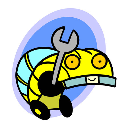 An abstract vector illustration shows a mechanic wrench used to repair the car in cartoon styleのイラスト素材