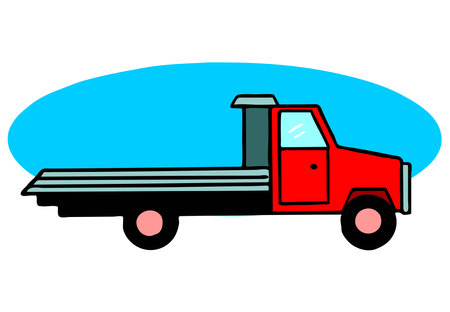 An abstract vector illustration shows a tow truck in cartoon styleのイラスト素材