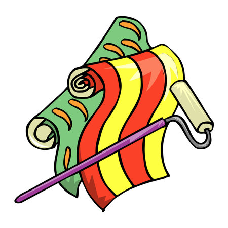 The construction team used a brush to apply wallpaper during renovation design vector illustrationのイラスト素材