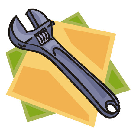 An abstract vector illustration shows of a Wrench tool in a cartoon styleのイラスト素材