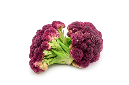 Purple cauliflower closeup isolated on the white backgroundの写真素材