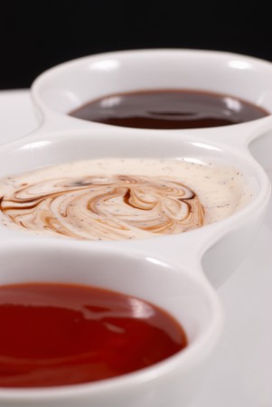 A choice of dips served in a multiple bowlの写真素材 [40007160238]｜毎月1点無料 ...