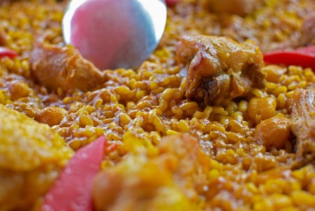 Closeup take of a ready to eat paellaの写真素材