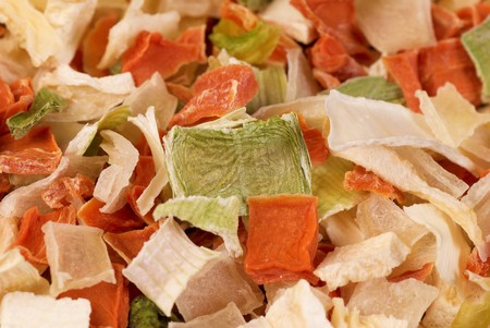 Closeup take of a mix of dehydrated vegetablesの写真素材