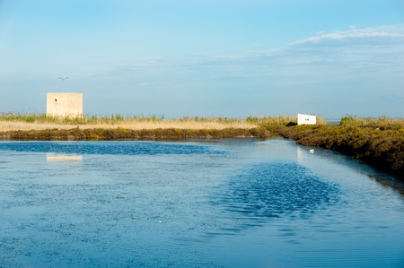 Mediterranean salt marsh early morning, Santa Pola,  Spainの写真素材