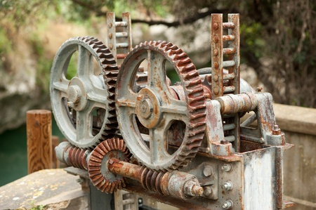 Vintage dented wheel mechanism, still in useの写真素材