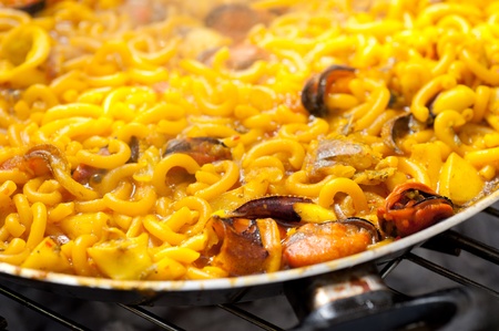 Closeup take of a traditional fideua about to be servedの写真素材