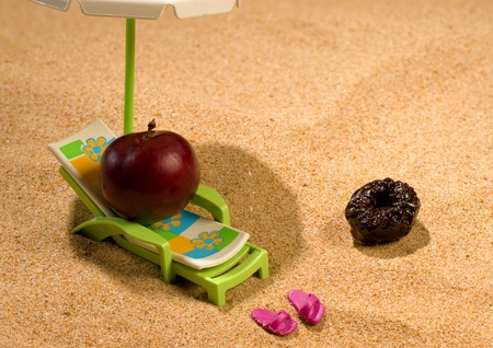 Be careful when sunbathing, a skin cancer prevention conceptの写真素材