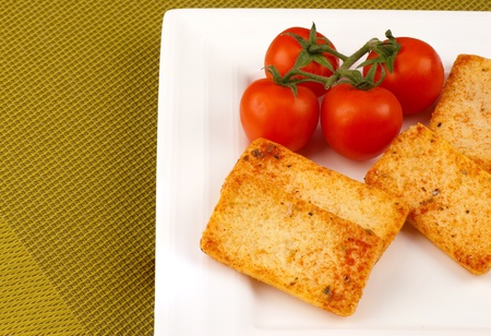 Spicy tomato and oregano crackers, Mediterranean finger foodの写真素材