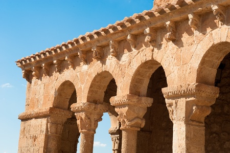 Romanesque church facade and its arcade