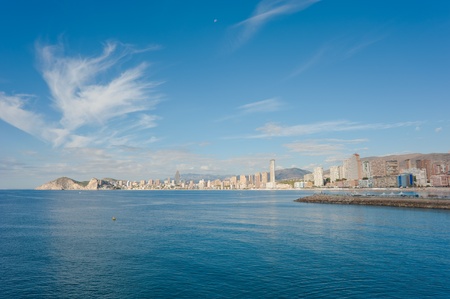 Panoramic view of Benidorm bay and the southern townの写真素材