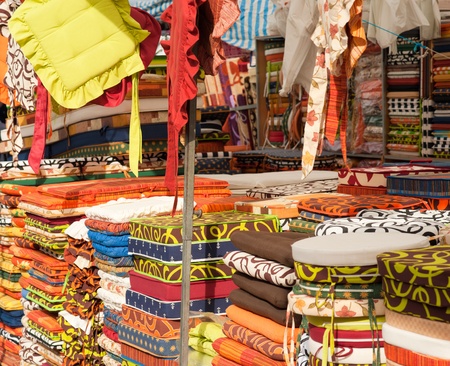 Full frame take of colorful upholstery at a street market stallの写真素材