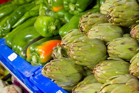 Fresh produce on display, full frame takeの写真素材
