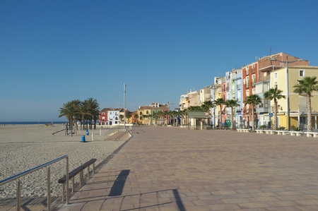 Beach promenade at Villajoyosa, Costa Blanca, Spainのeditorial素材