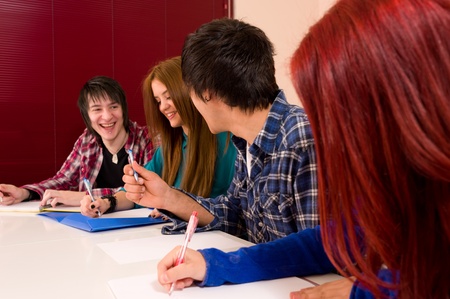 Friends  at college, a relaxed fun atmosphereの写真素材
