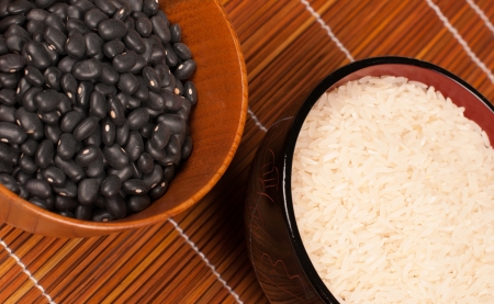 Central American food basics, frijoles and riceの写真素材