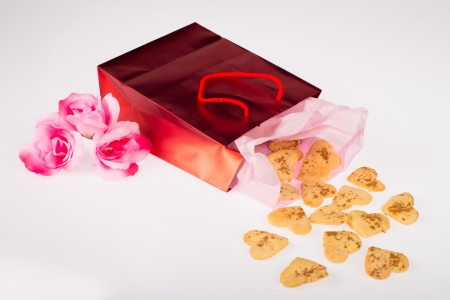 Biscuit hearts, a sweet Valentines giftの写真素材
