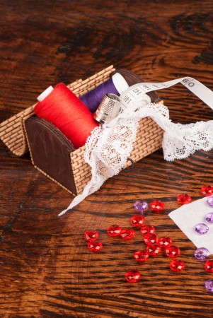 Still life with sewing related objectsの写真素材