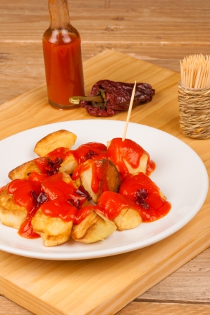 Patatas bravas, a traditional Spanish tapa appetizerの写真素材