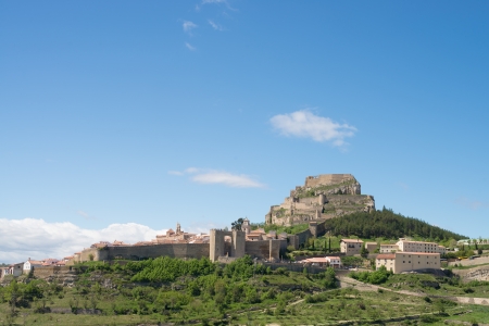 Historic town of Morella sitting on a hill topのeditorial素材