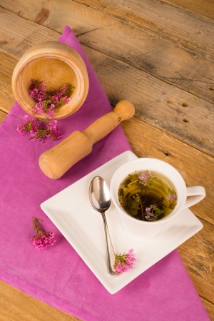 High angle take of a freshly prepared valerian teaの写真素材