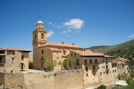 View over the medieval town of Mirambel, Teruel, Spainの写真素材