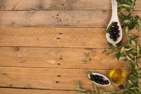 Olive  branches,fruit and oil,a  backgroundの写真素材