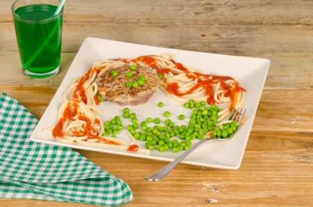 Funny burger decorated to make it an attractive kid mealの写真素材
