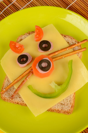 A snack for kids decorated  resembling a catの写真素材