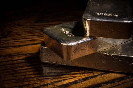 Closeup take of serveral   silver barsの写真素材