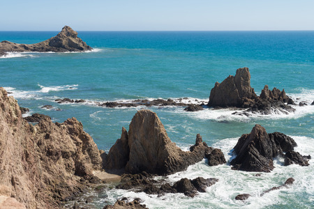 Rocky coast at Cabo de Gata natural park, Andalusiaの写真素材