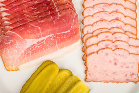 Ham and leberkaese, traditional German cold meat