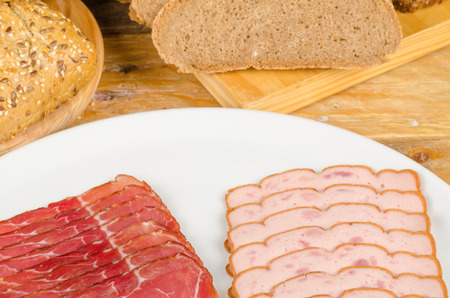 Cold meat and bread, taditional German  food