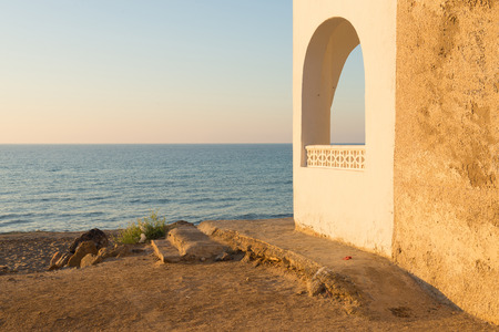 Architectural detail of an old house facing the Mediterraneanの写真素材