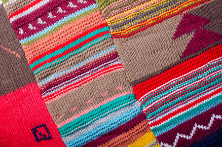 Full frame take of knitted woolen patchworkの写真素材