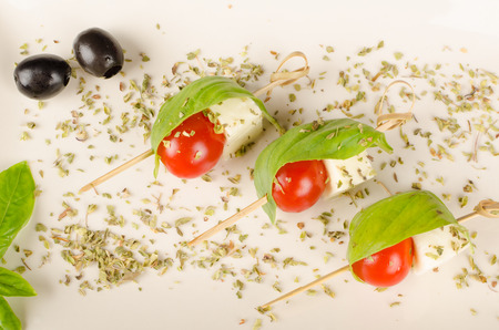 A healthy Mediterranean snack with fresh ingredientsの写真素材
