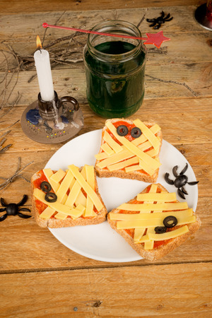 Spooky toasties for a kid Halloween partyの写真素材