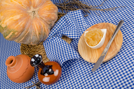 Homamade pumpkin sweet  used as a filling for pastryの写真素材