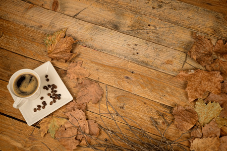 Cup of coffee in an autumnal setting
