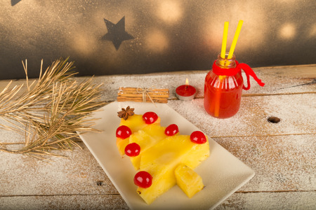 Fruity Christmas tree, a healthy kid dessertの写真素材